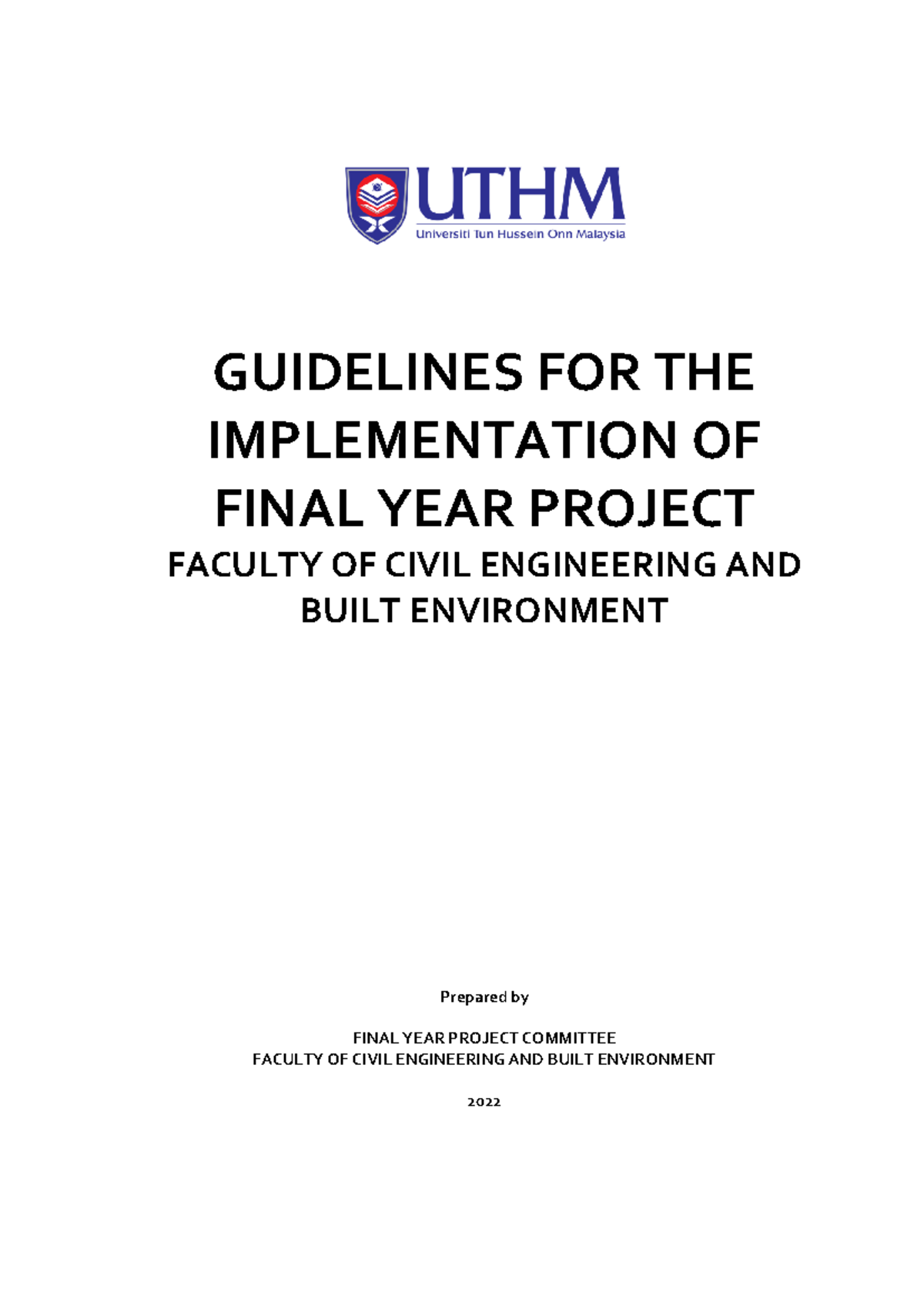 Final Year Project Guidelines (FKAAB) - Civil Engineering - Studocu