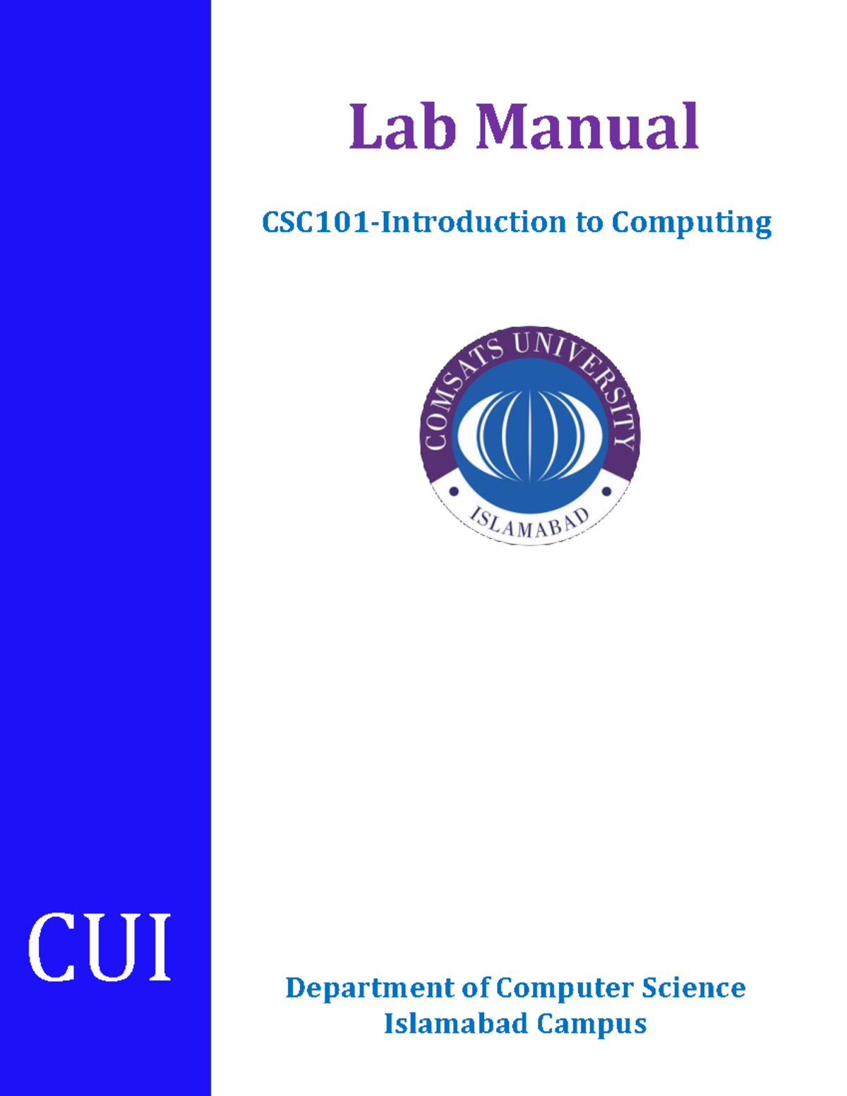 Lab Manual ict - 0 Lab Manual CSC101-Introduction to Computing CUI ...