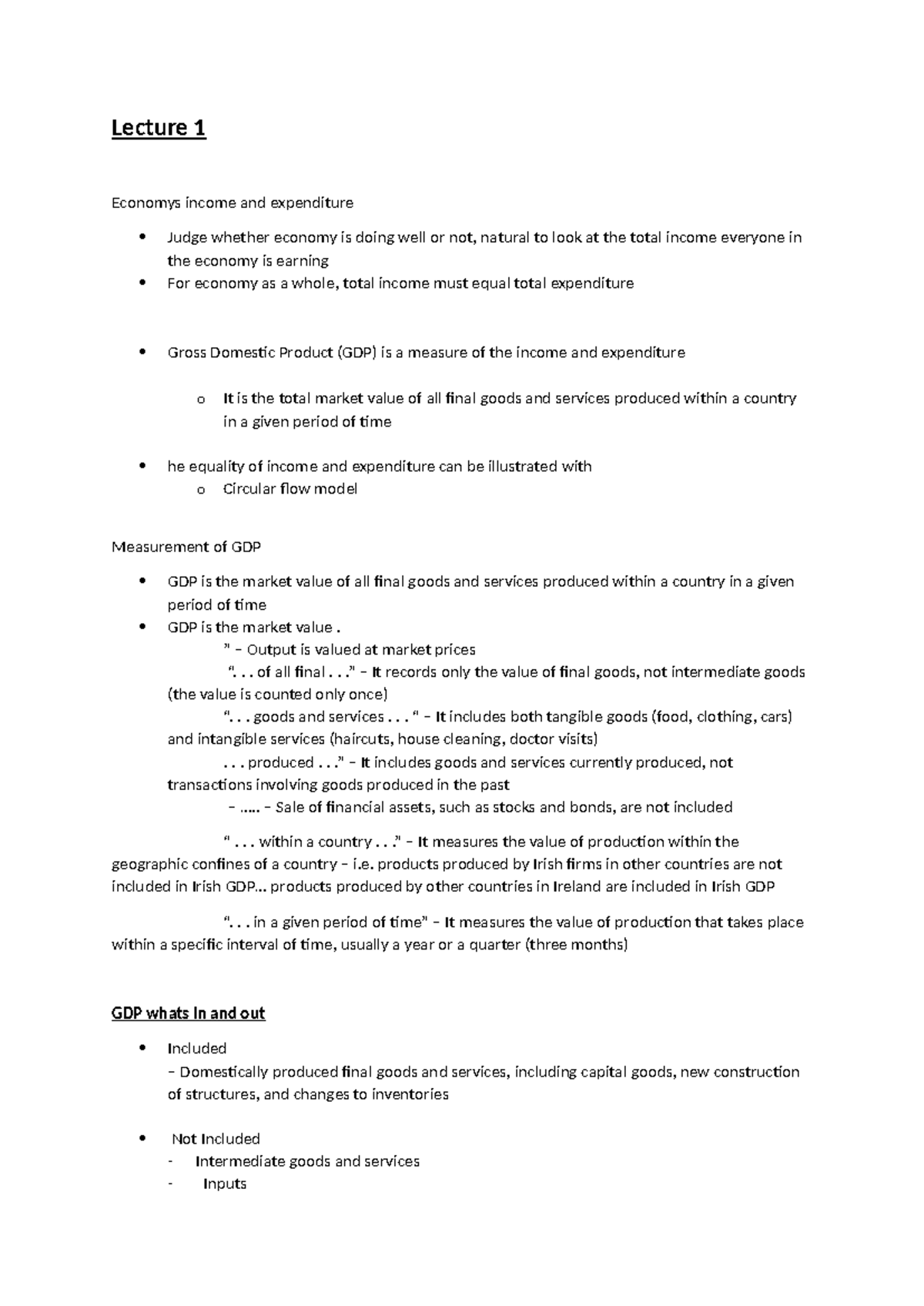 ECON 101: Lecture 1 - Understanding GDP, its Components, and ...