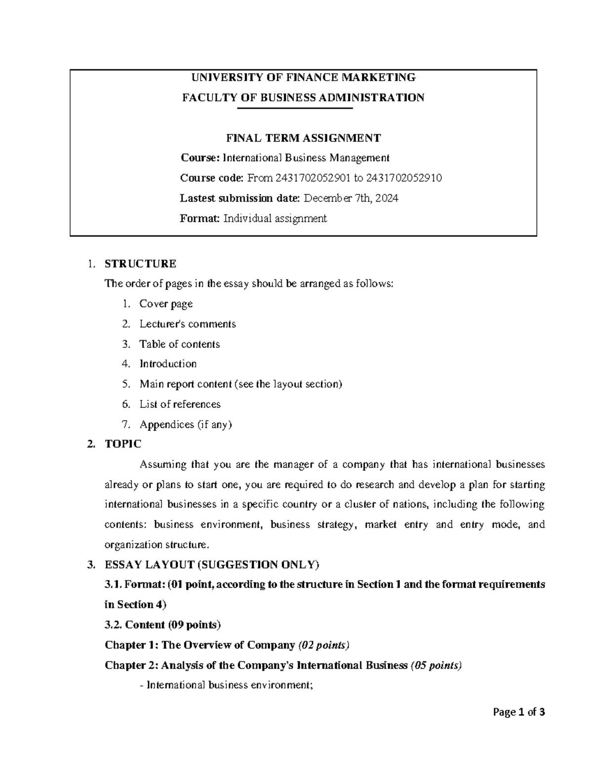 IBM International Business Management Final Term Assignment - Studocu