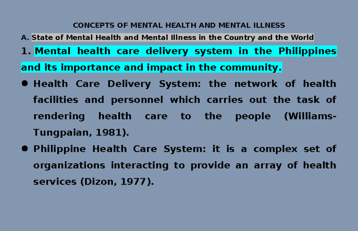 NCM 117 - Concepts of Mental Health & Illness: Current Trends and Stats ...