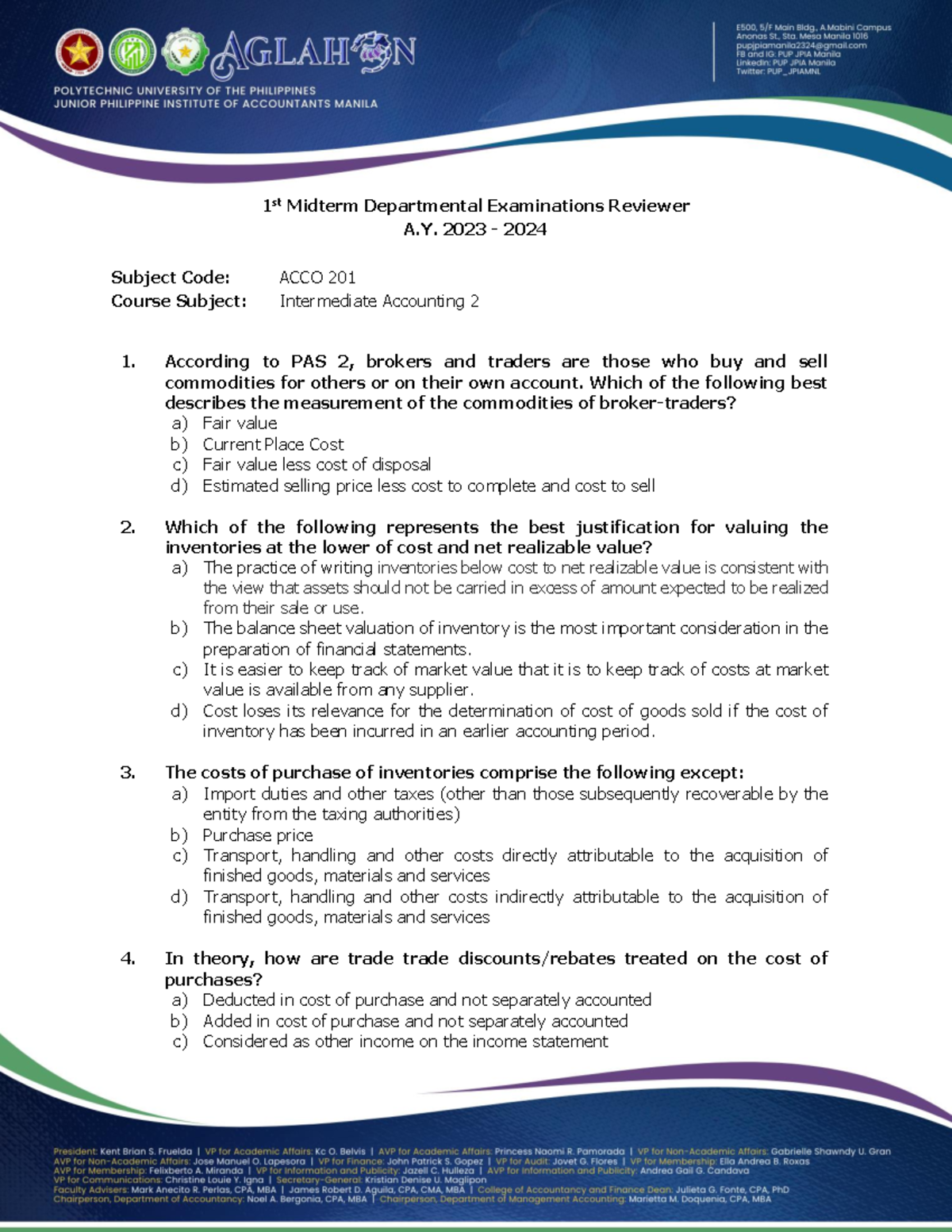 1st Midterm Exam Reviewer for ACCO 201: Intermediate Accounting 2 (A.Y ...