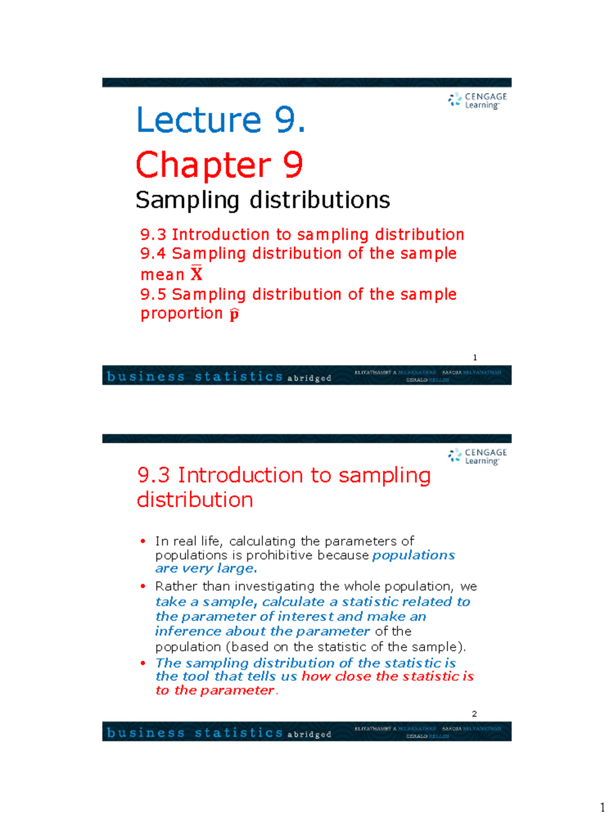 Lecture 9 - bài giảng - Hải Thanh - Chapter 9 Sampling distributions 1 ...