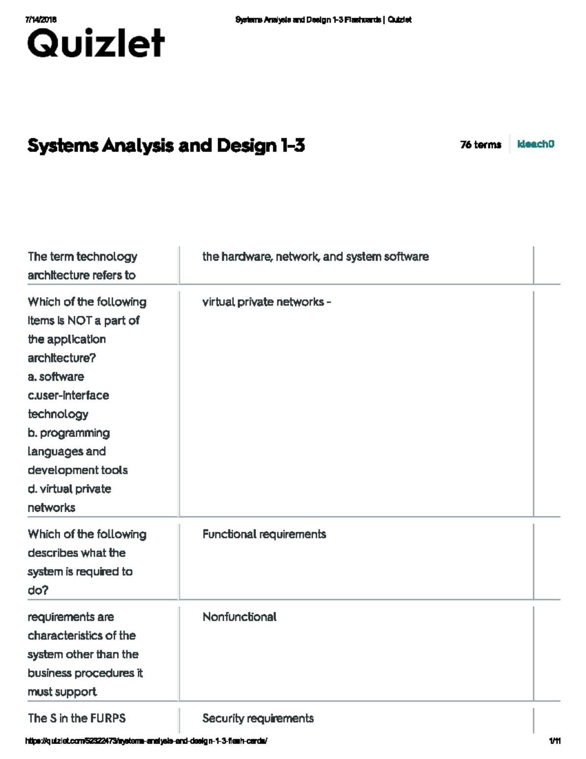 Systems Analysis and Design Flashcards Quizlet Review (76 Terms) - Studocu