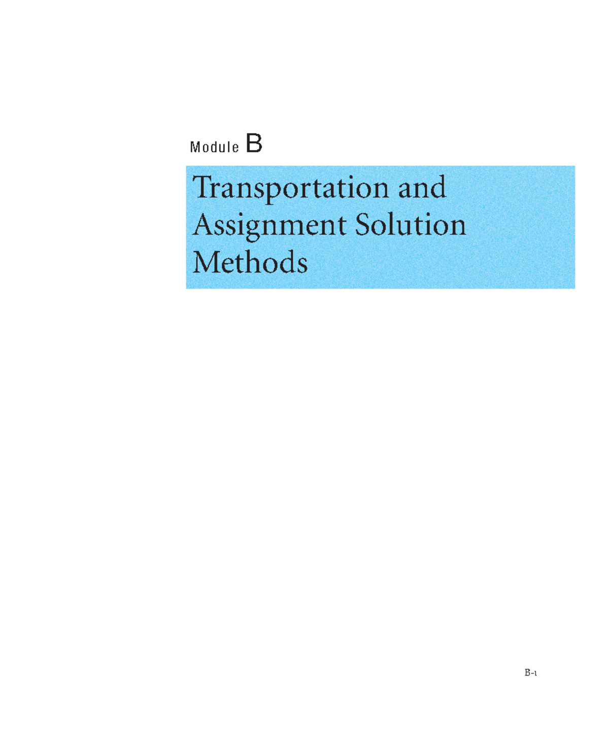 Transportation problem - B- Module B Transportation and Assignment ...