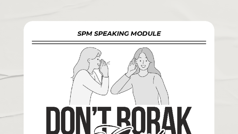 SPM 2025: Borak Kacip - Speaking Module Compilation & Model Answers - Document Preview