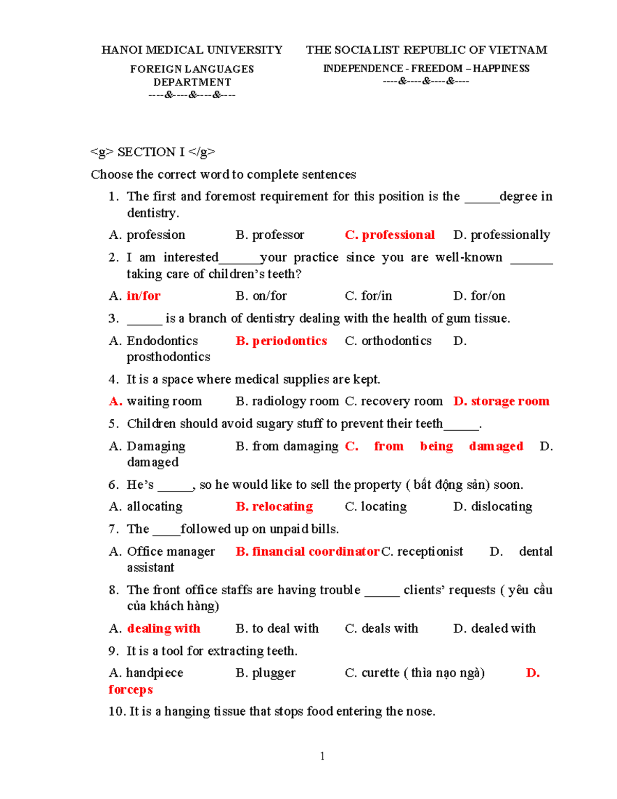 ENG 101 - Vocabulary and Comprehension Practice Questions - Studocu