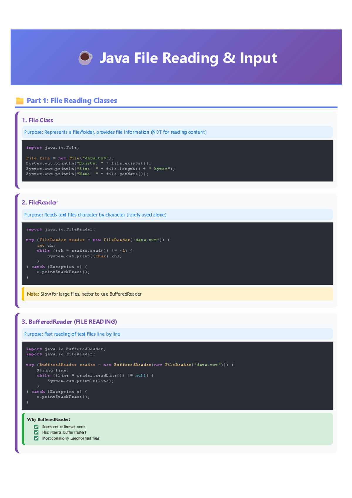 Java File Reading & Input: Classes & Methods Overview - Studocu
