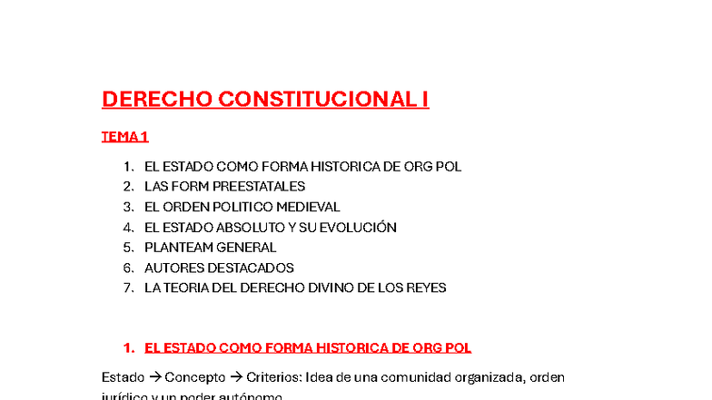 DERECHO CONSTITUCIONAL I: TEMA 1 - EL ESTADO Y SU EVOLUCIÓN HISTÓRICA ...