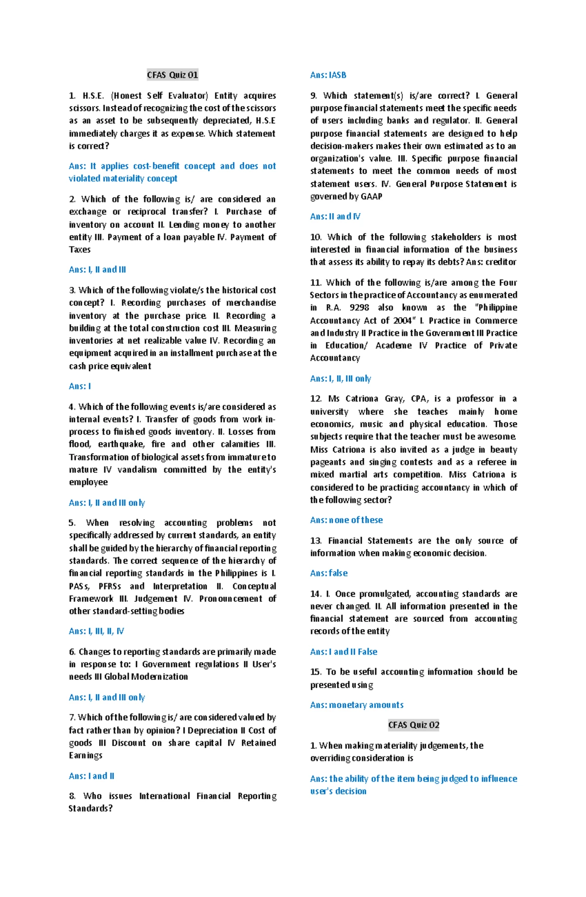 CFS 14 - Financial Statement Sample Test Insights and Key Concepts ...