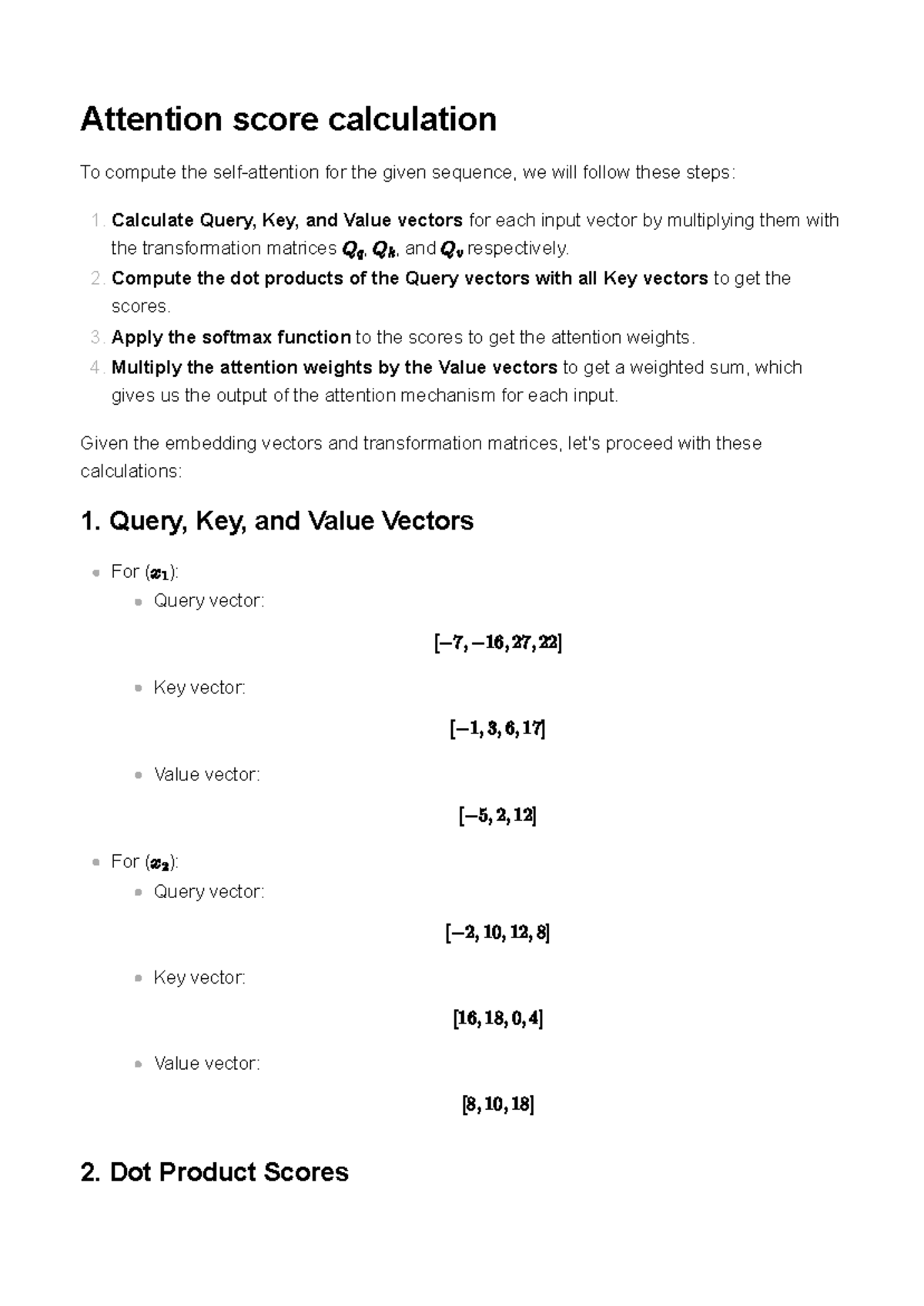Attention score calculation in neural networks: step-by-step guide ...