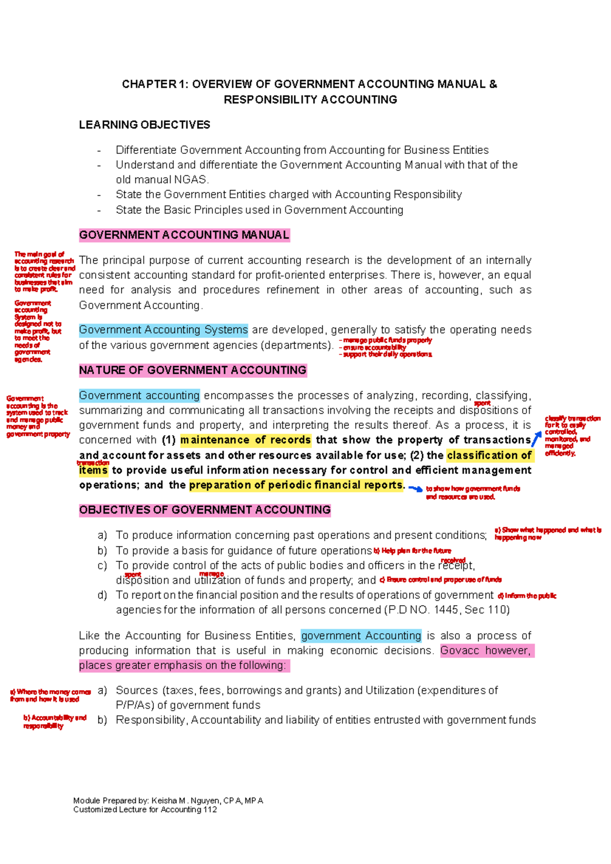 Chapter 1: Overview of Government Accounting & Responsibility ...