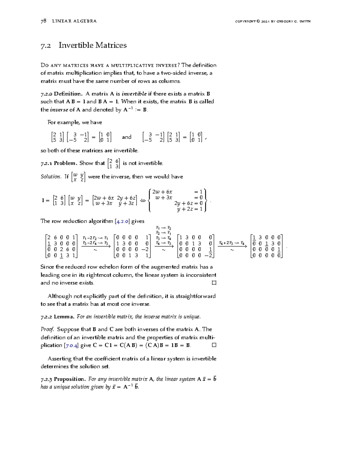 Linear Algebra 78: Invertible Matrices - Exercises and Solutions - Studocu