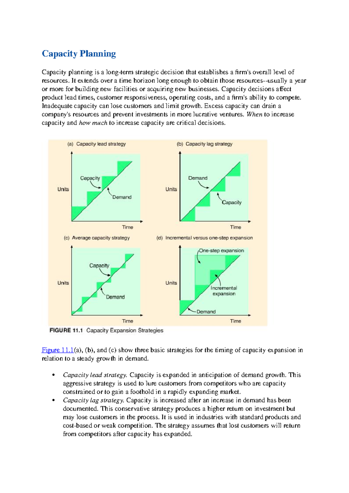 Chapter 11short - Introduction about capacity planning Capacity ...