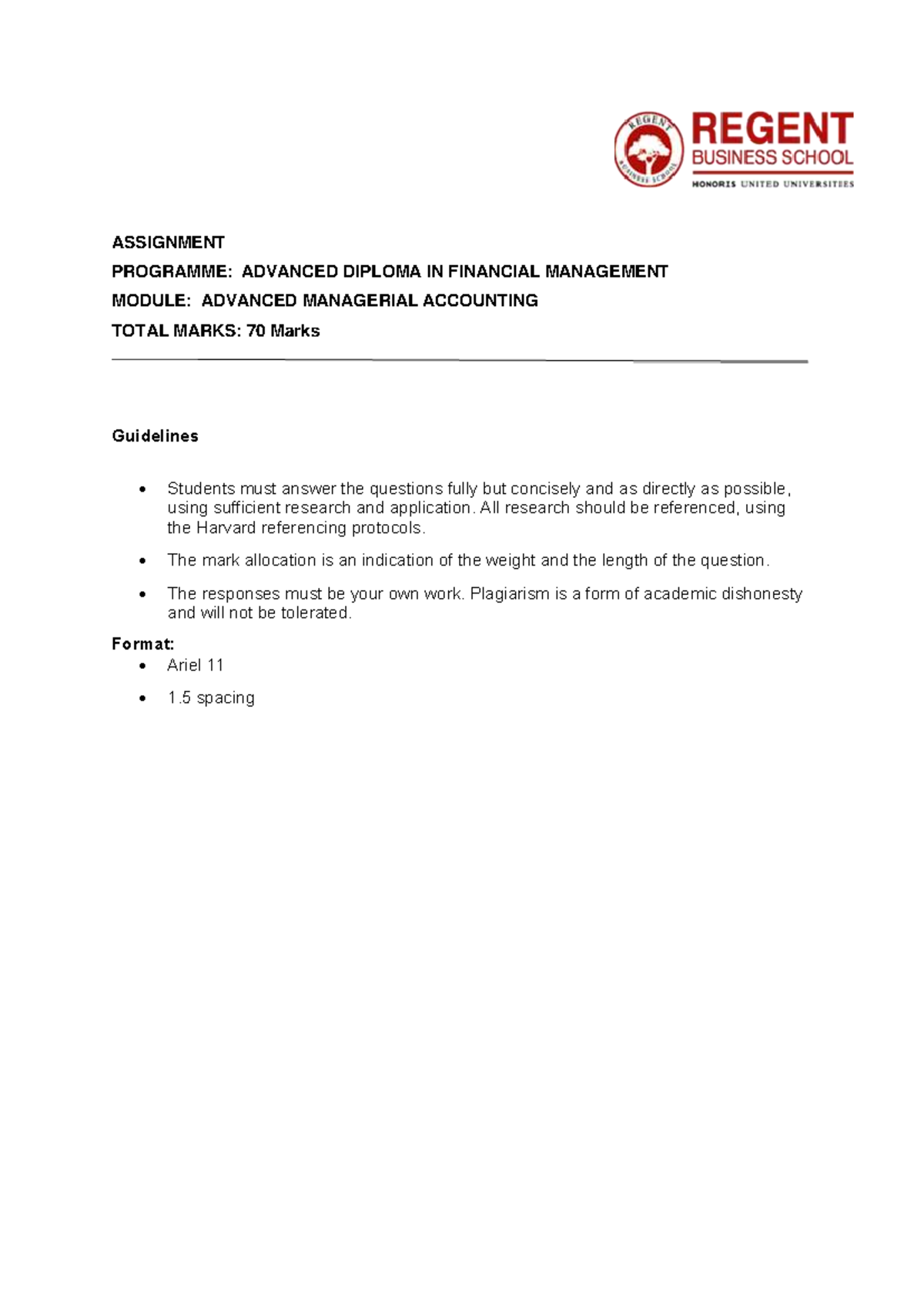 Adfmt Advanced Managerial Accounting - Case Study Assignment - Studocu