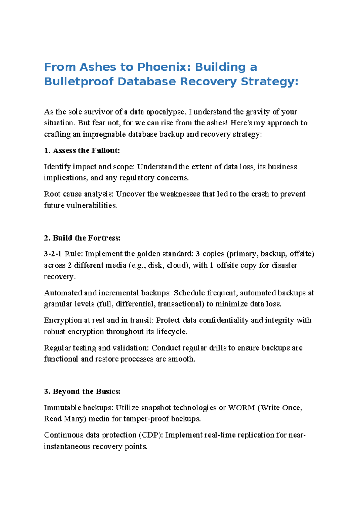 Bullet proof database - From Ashes to Phoenix: Building a Bulletproof ...