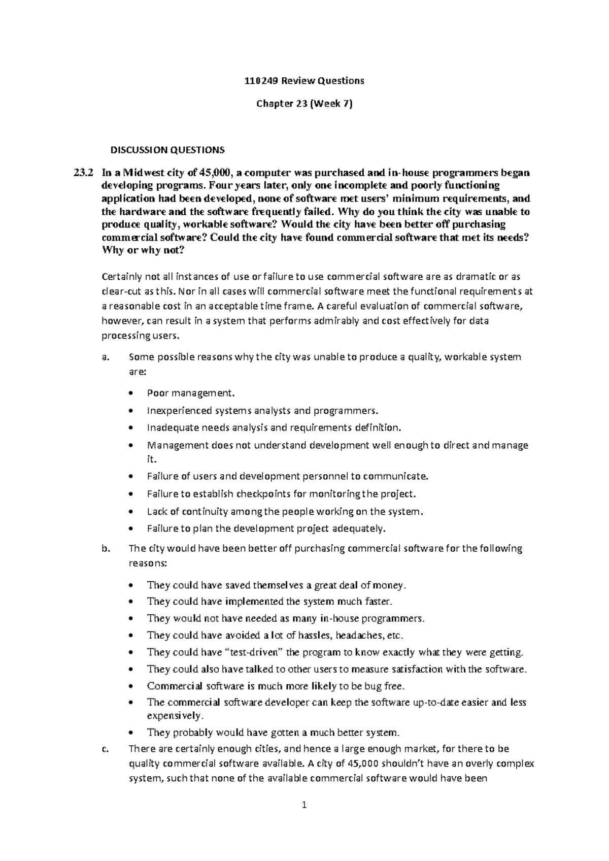 110249 WK 7 Review Questions on Software Development Failures - Studocu