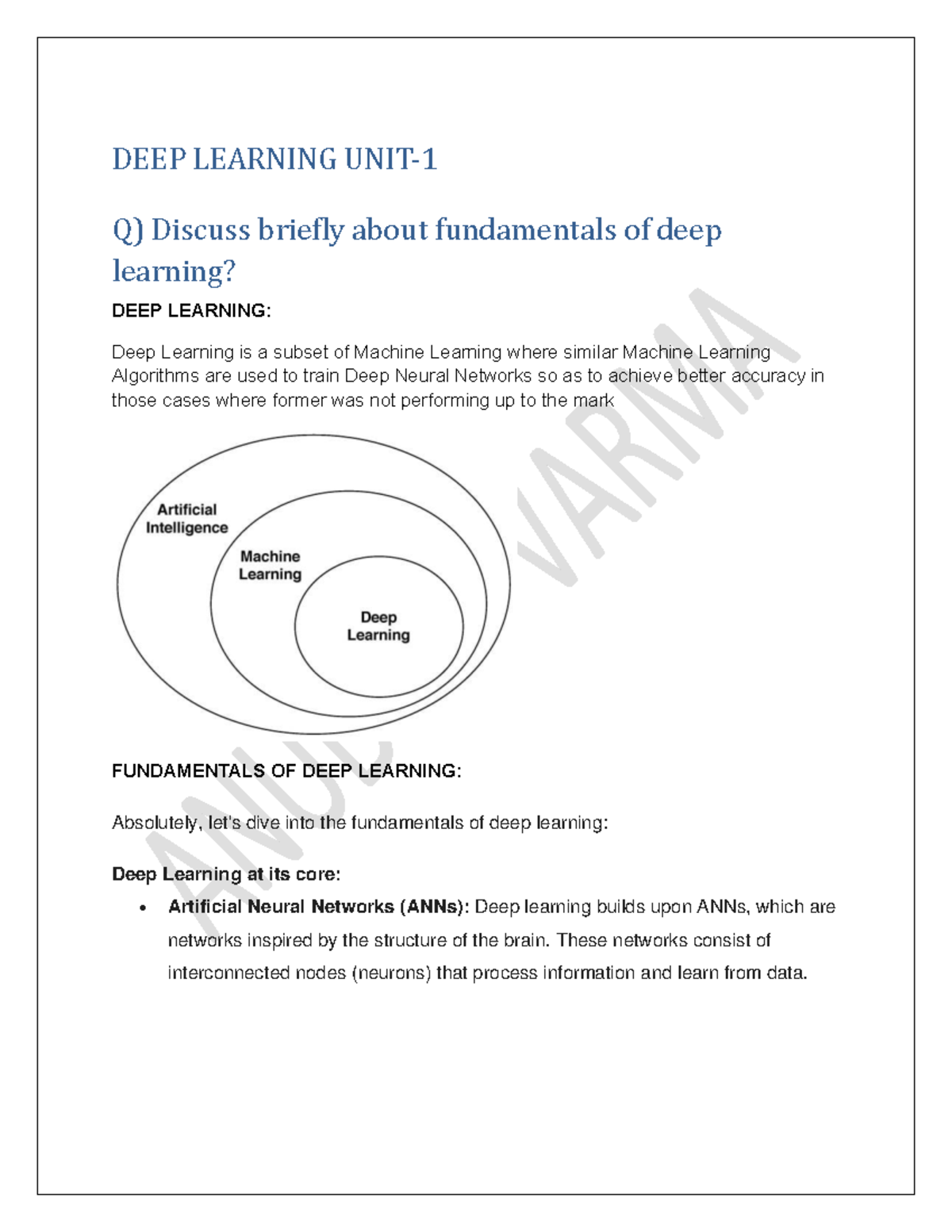 Dl Unit 1 Deep Learning Notes Deep Learning Unit 1 Q Discuss