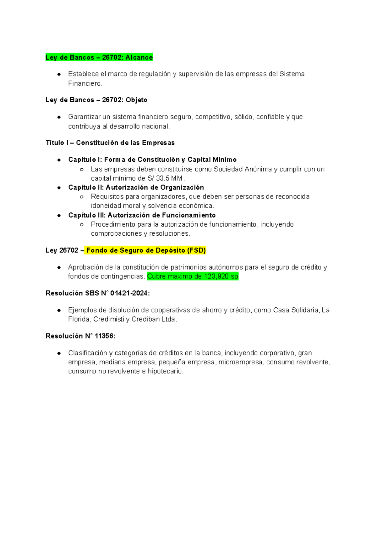 Resumen de GSB: Ley de Bancos 26702 y su impacto en el sistema financiero - Document Preview