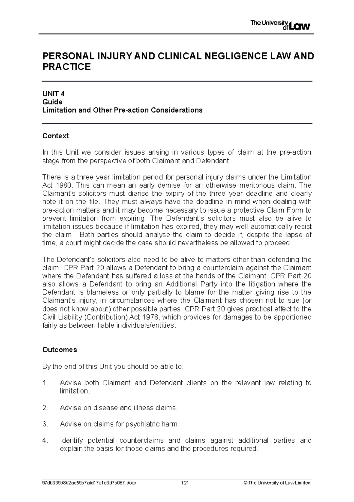 2223 picn ws04 ce01 guide - PERSONAL INJURY AND CLINICAL NEGLIGENCE LAW ...