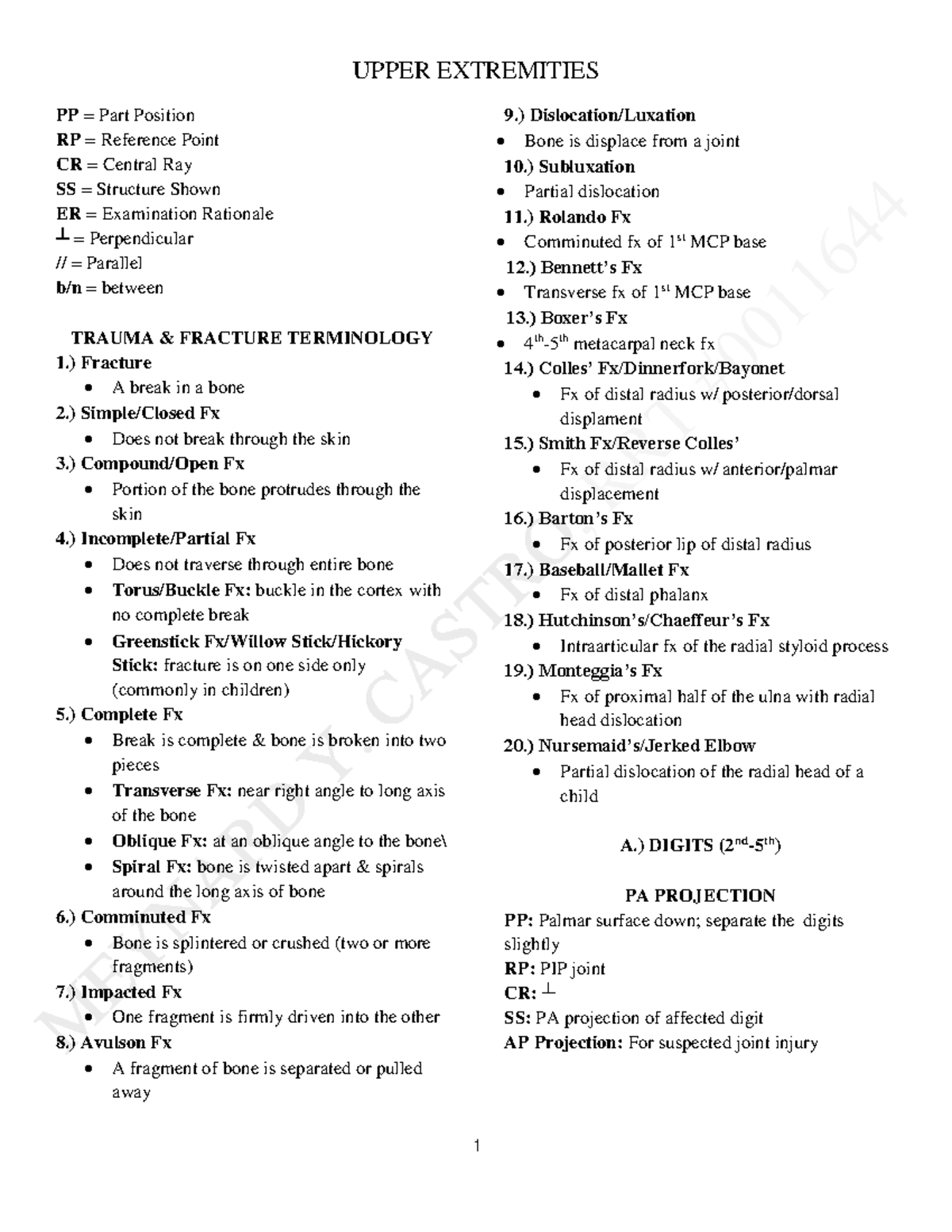 Cluster III - SIR MEYNARD UPPER EXTREMITIES NOTES - Studocu