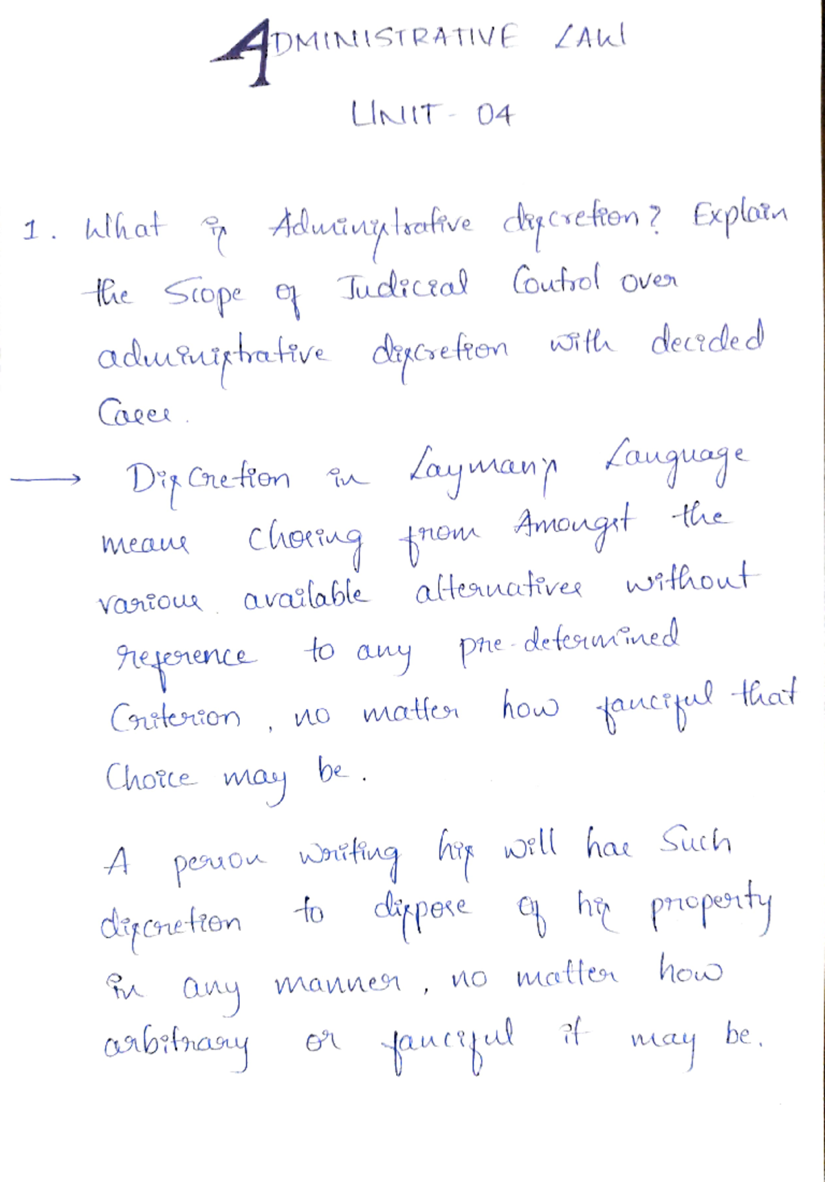 Administrative Law - Unit - 4 - ADMINISTRATIVE LAW UNIT 04 1. What iT ...