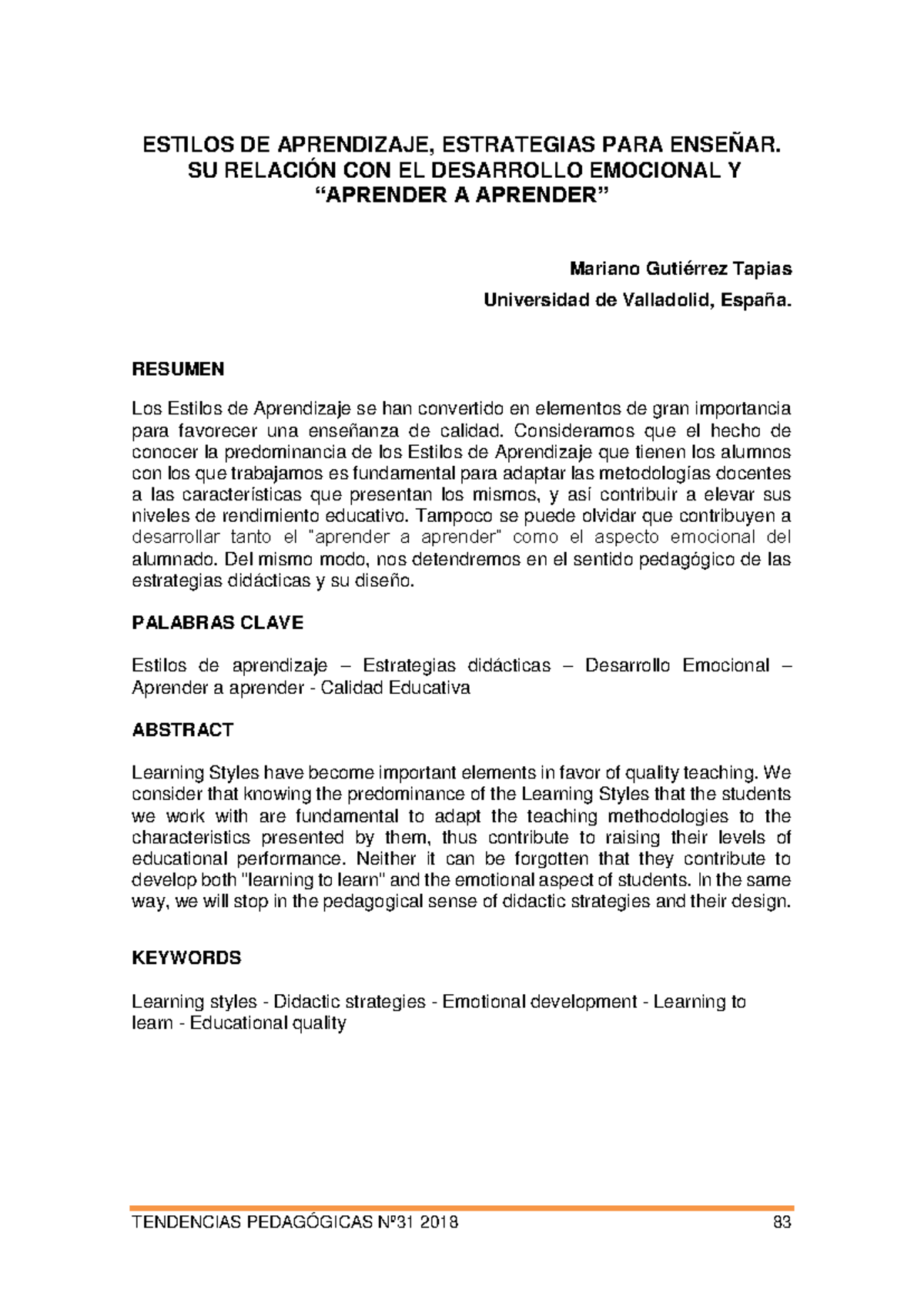 ESTILOS DE APRENDIZAJE Y ESTRATEGIAS DIDÁCTICAS EN LA ENSEÑANZA - Studocu