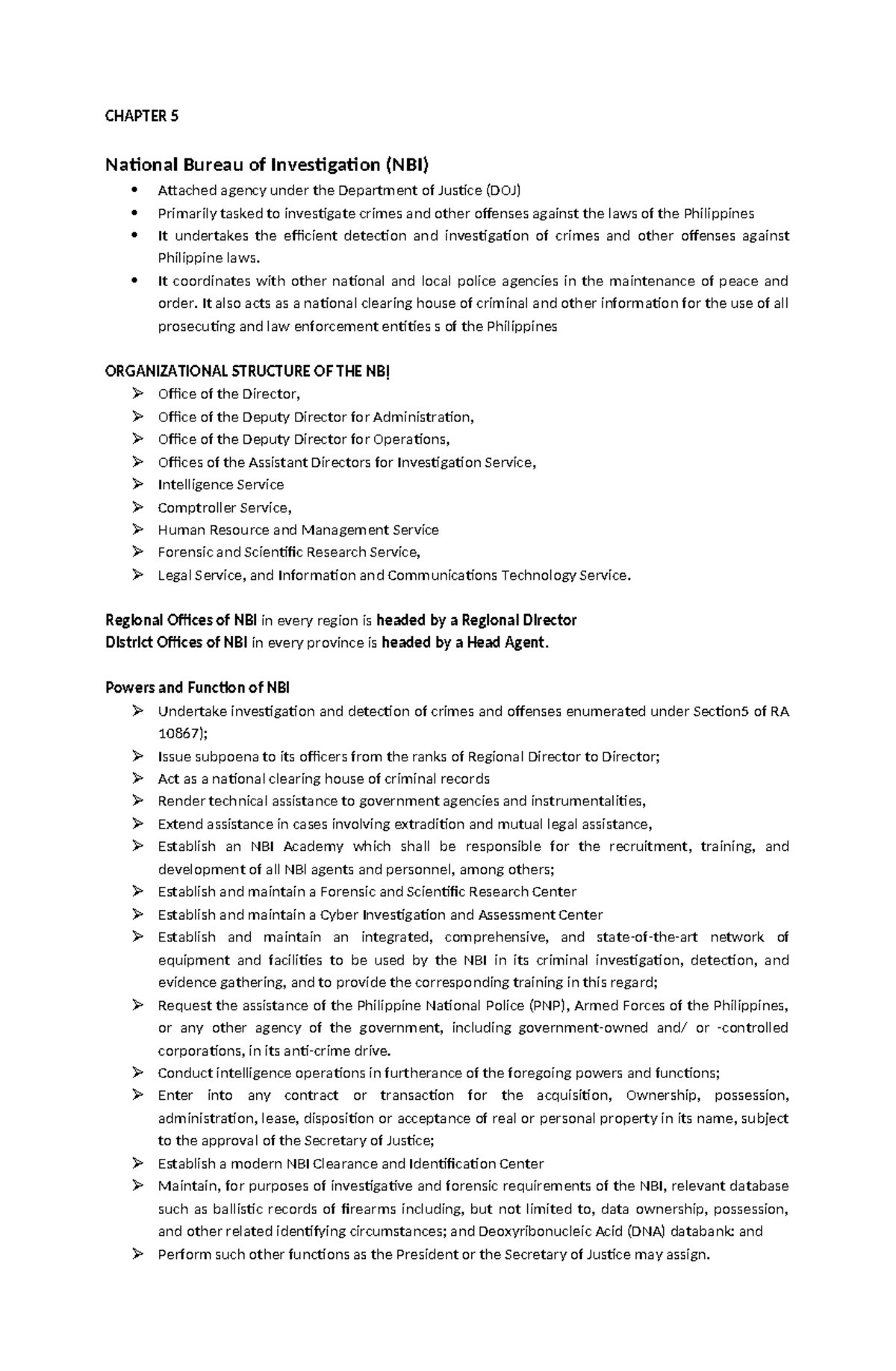 CHAPTER 5: Overview of the National Bureau of Investigation (NBI) and ...