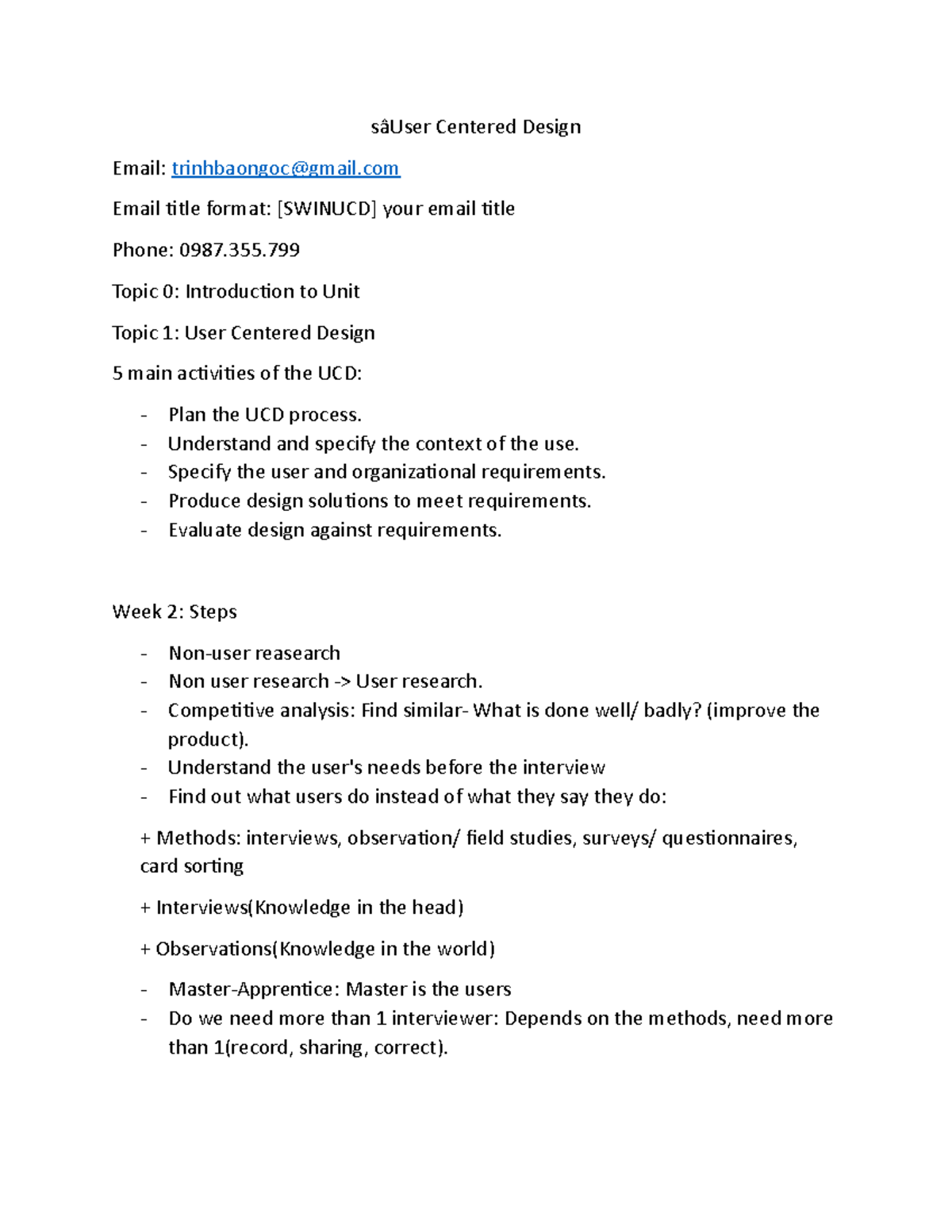 User-Centered-Design - sâUser Centered Design Email: trinhbaongoc@gmail ...