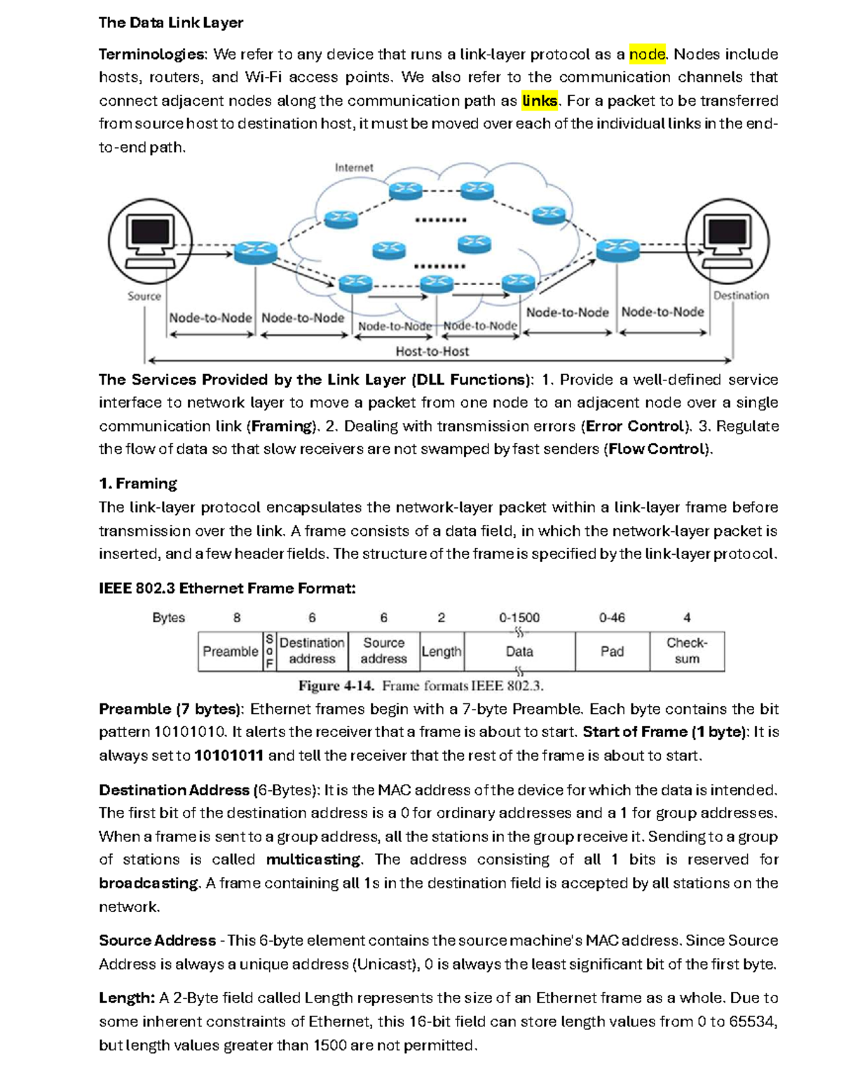 The Data Link Layer- Framing and Error Control - The Data Link Layer ...
