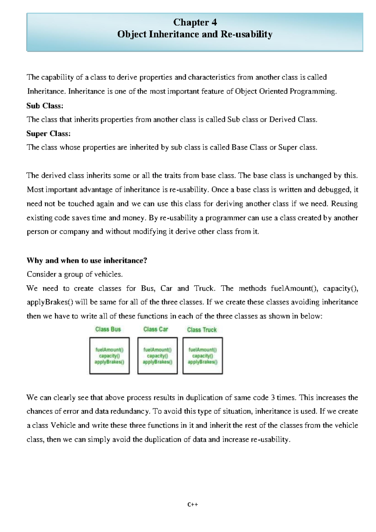 Chapter 4 Object Inheritance and Reusability - The capability of a ...