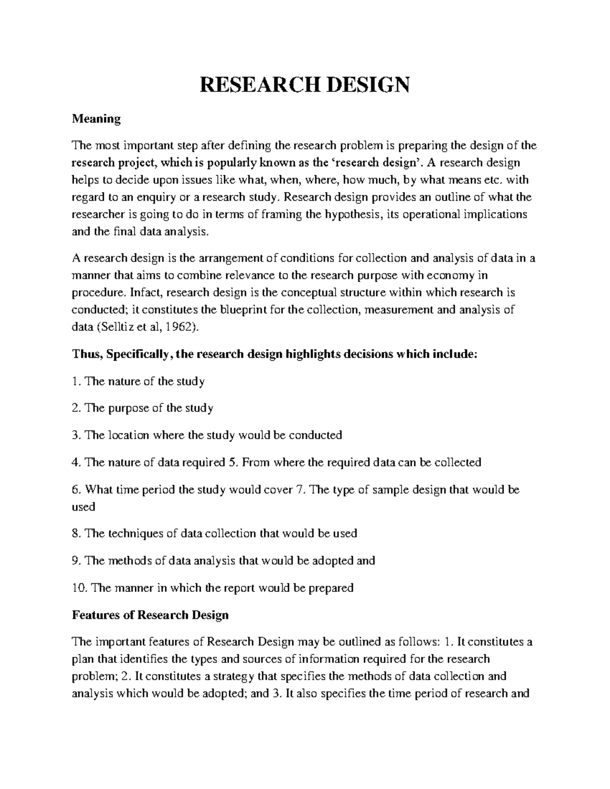 Comprehensive Research Design Overview for Research Studies - Studocu