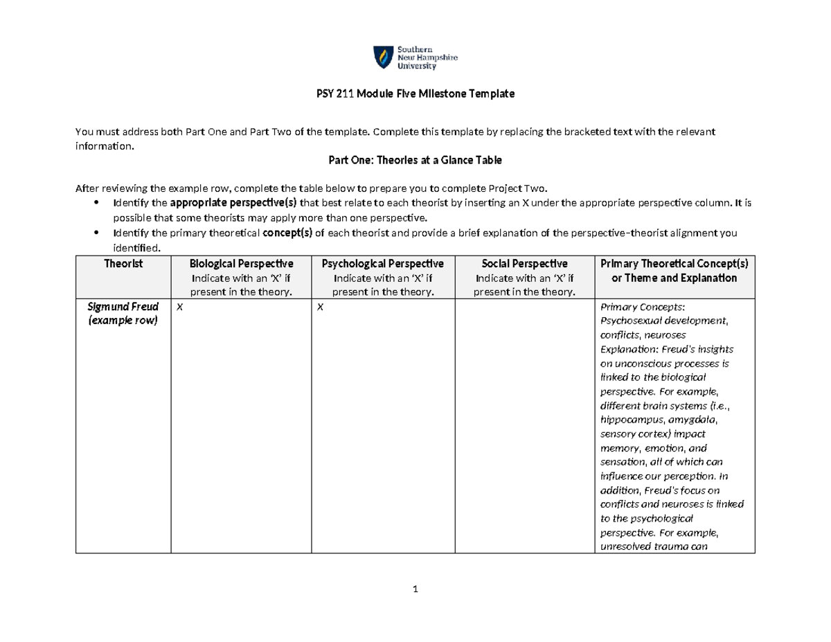 PSY 211 Module Five - completed worksheet - PSY 211 Module Five ...