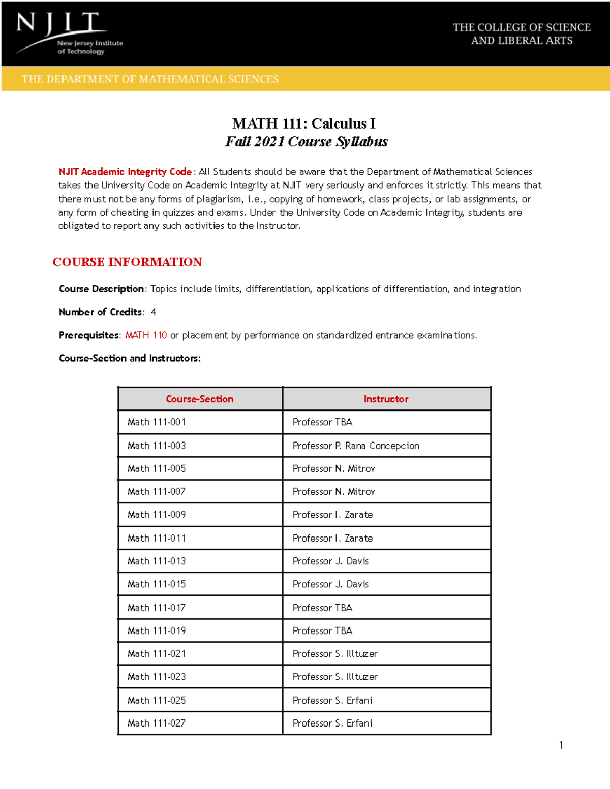 Math 111 F21 - Syllabus - MATH 111: Calculus I Fall 2021 Course ...