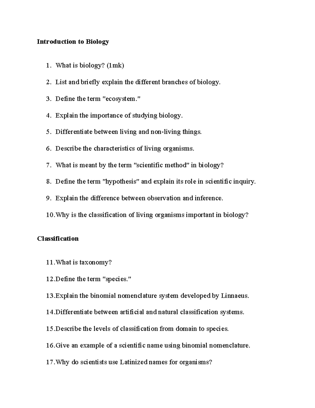 BIO 101 Final Exam Notes: Key Concepts & Study Questions - Studocu