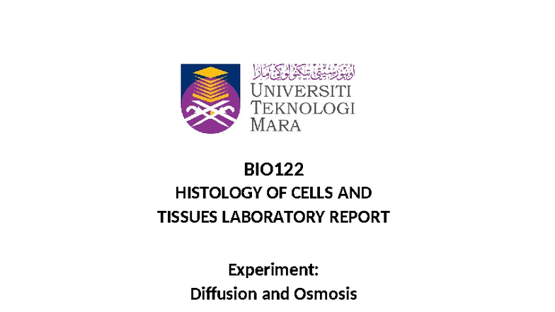 BIO122 Lab Report: Diffusion and Osmosis Experiment Analysis - Studocu