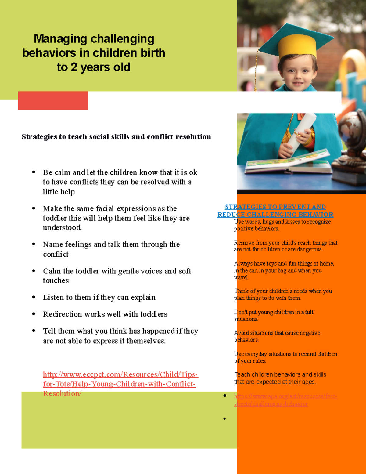 Managing Challenging Behaviors in Children (Birth to 2 Years) - Studocu