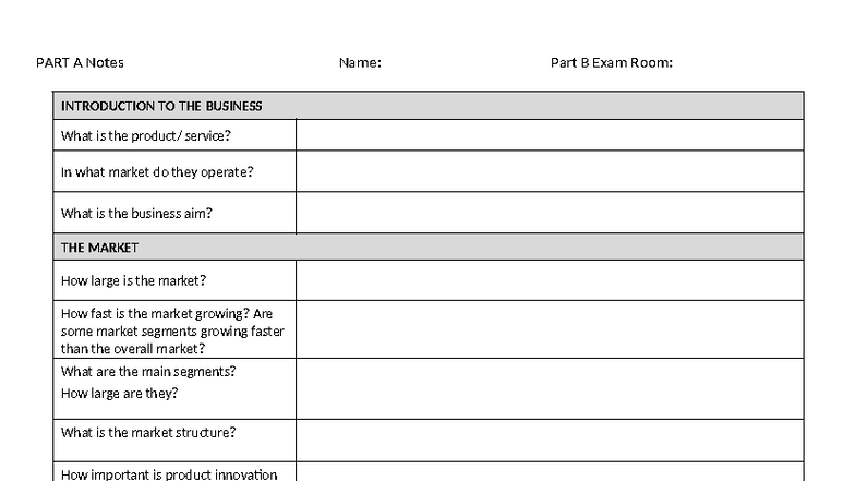 Unit 2 A4 Notes Template (2) copy - PART A Notes Name: Part B Exam Room ...