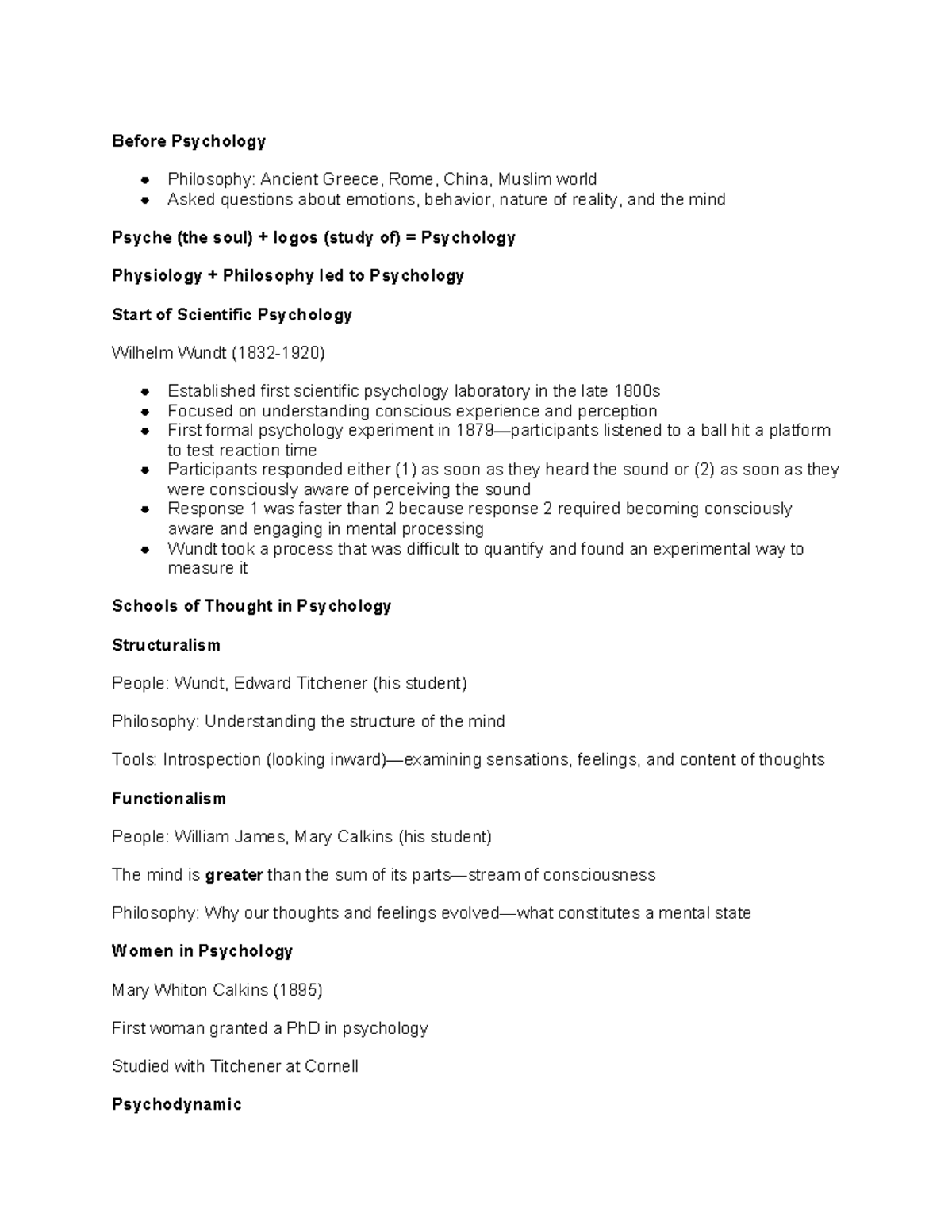 PSY101: Lecture Notes on the Evolution of Psychology - Studocu