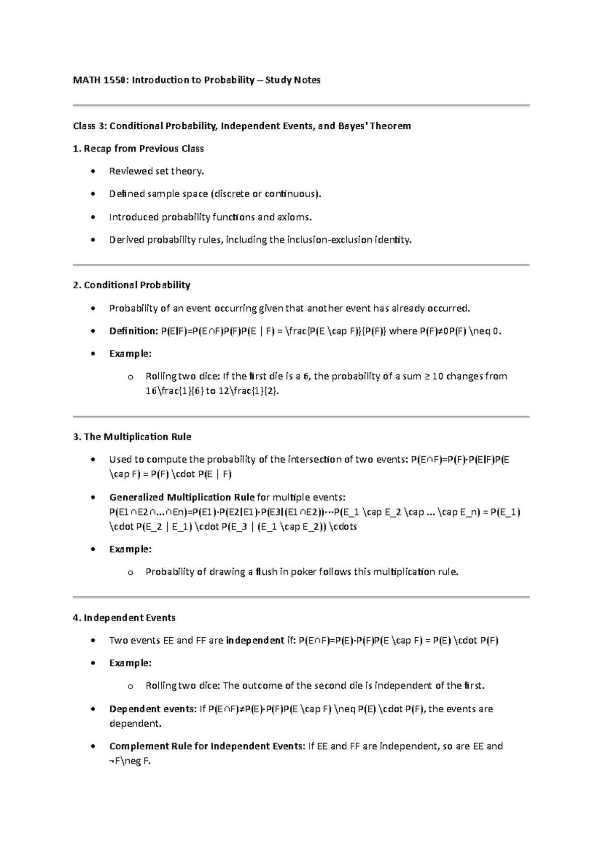 MATH 1550 - Study Notes used in the course. - MATH 1550: Introduction ...