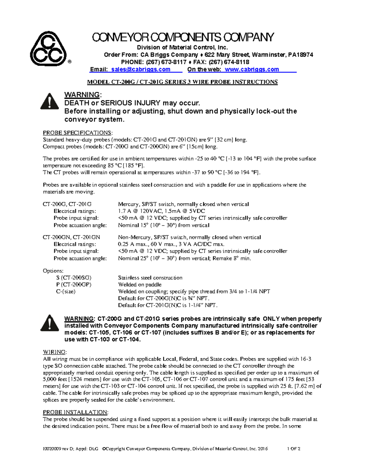 71Bs7k-dt+L - Manual - I0020009 rev D; Appd: DLG ©Copyright Conveyor ...