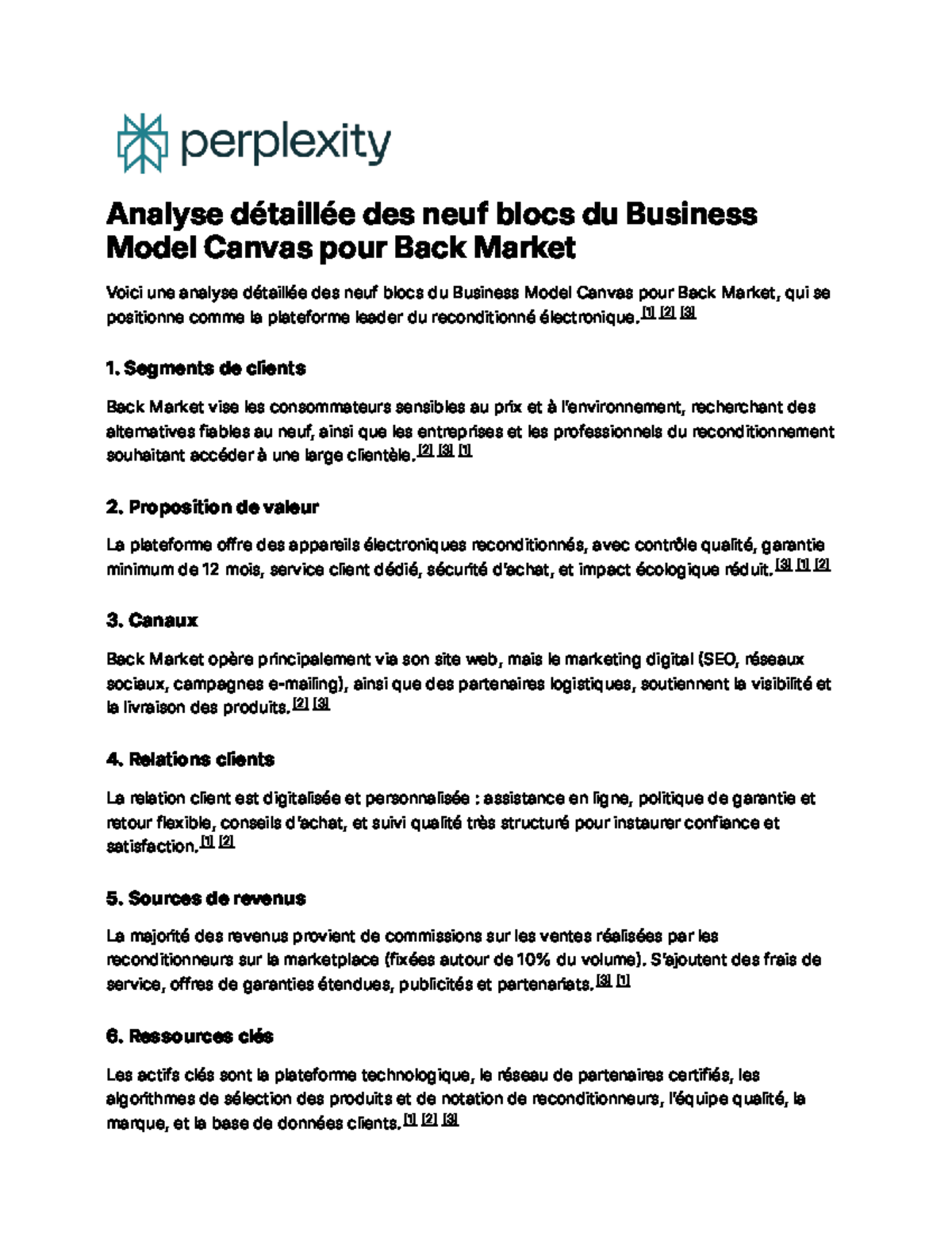 Analyse des 9 Blocs du Business Model Canvas - Back Market - Studocu