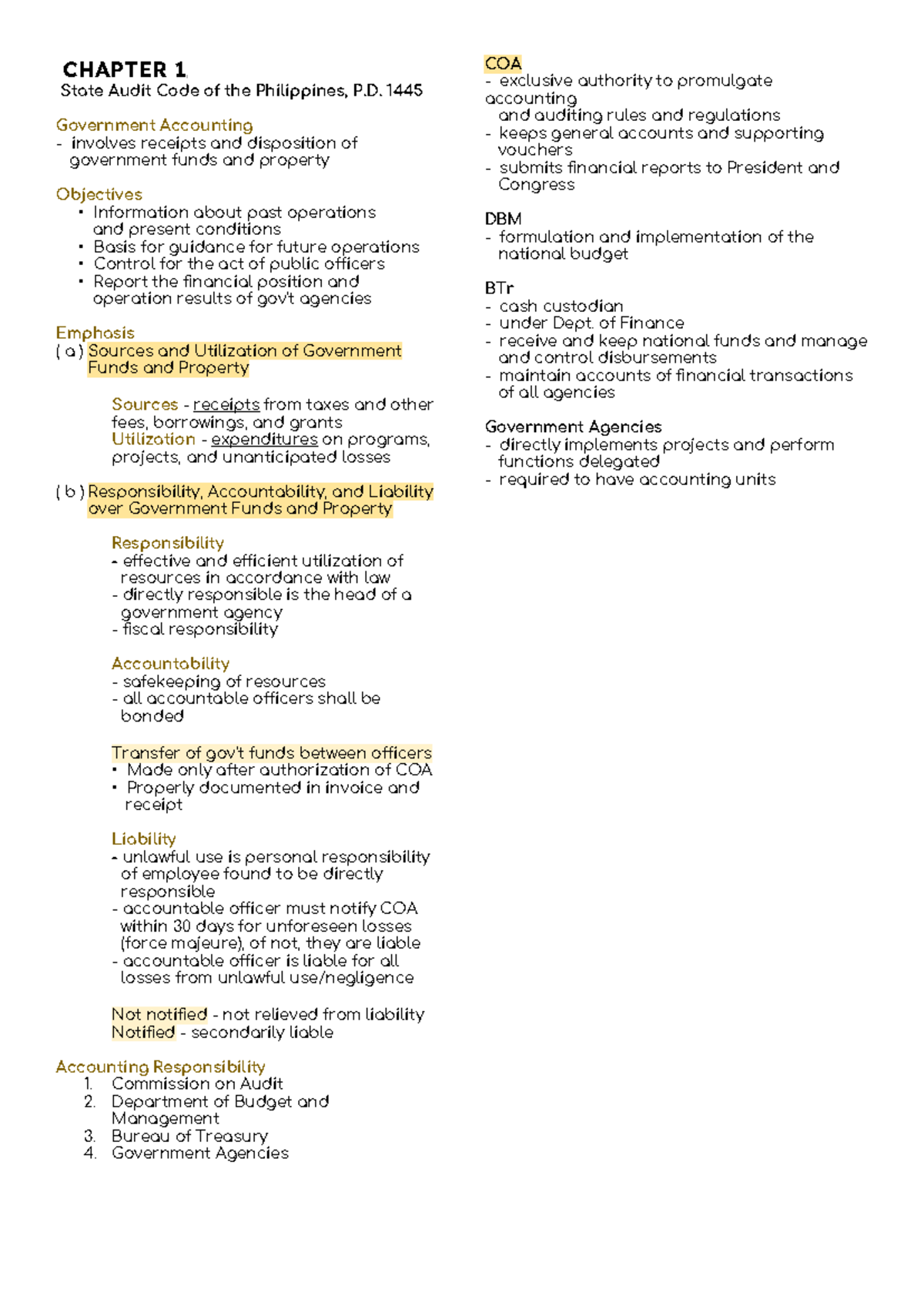 Chapter 1 Government Accounting - CHAPTER 1 State Audit Code of the ...