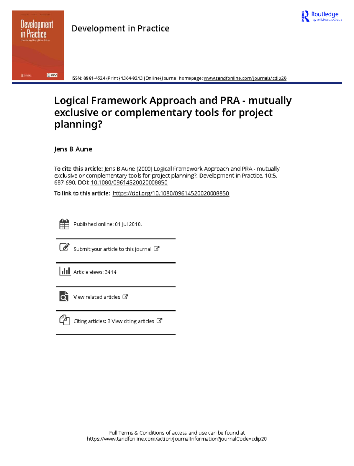 Logical Framework Approach & PRA: Complementary Tools for Project ...