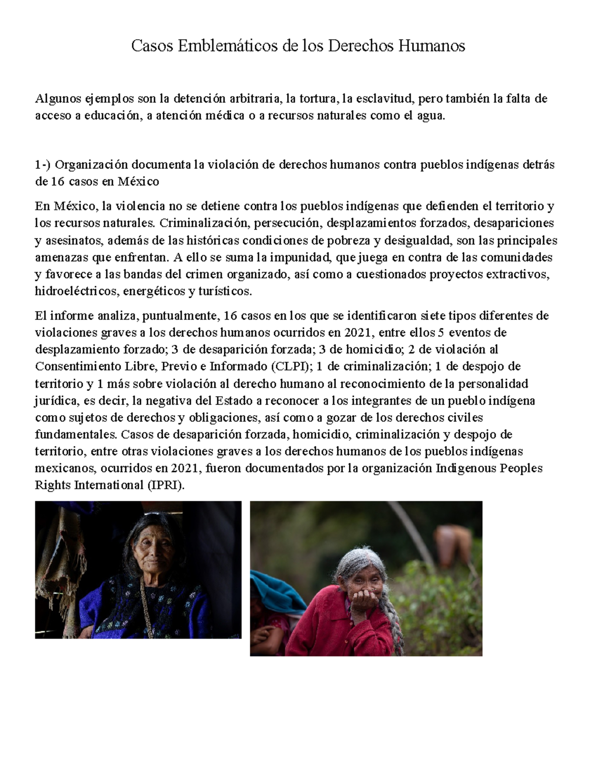 Casos Emblemáticos de Violaciones a Derechos Humanos en 2021 - Studocu