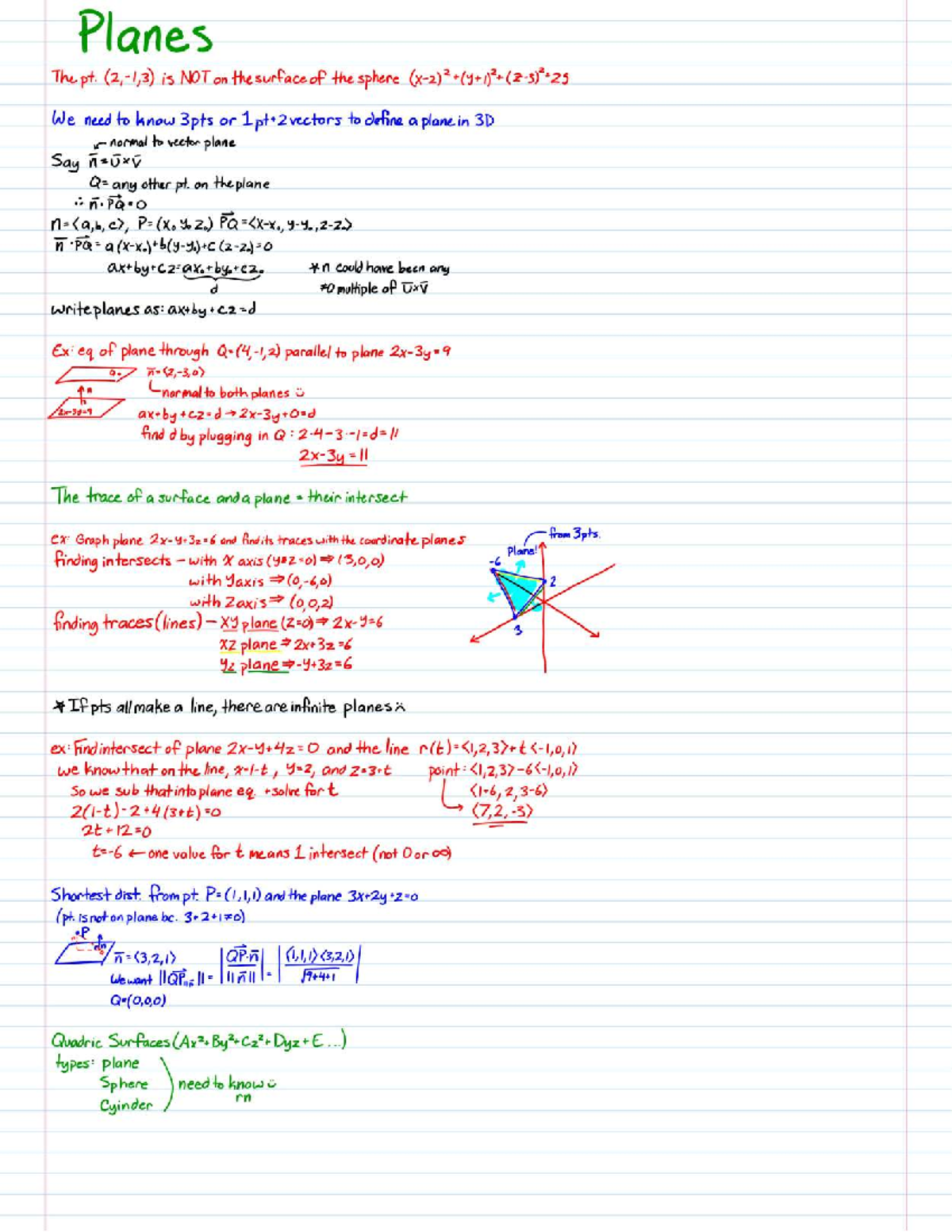 Notes on Planes in 3D Geometry (2325) - Studocu