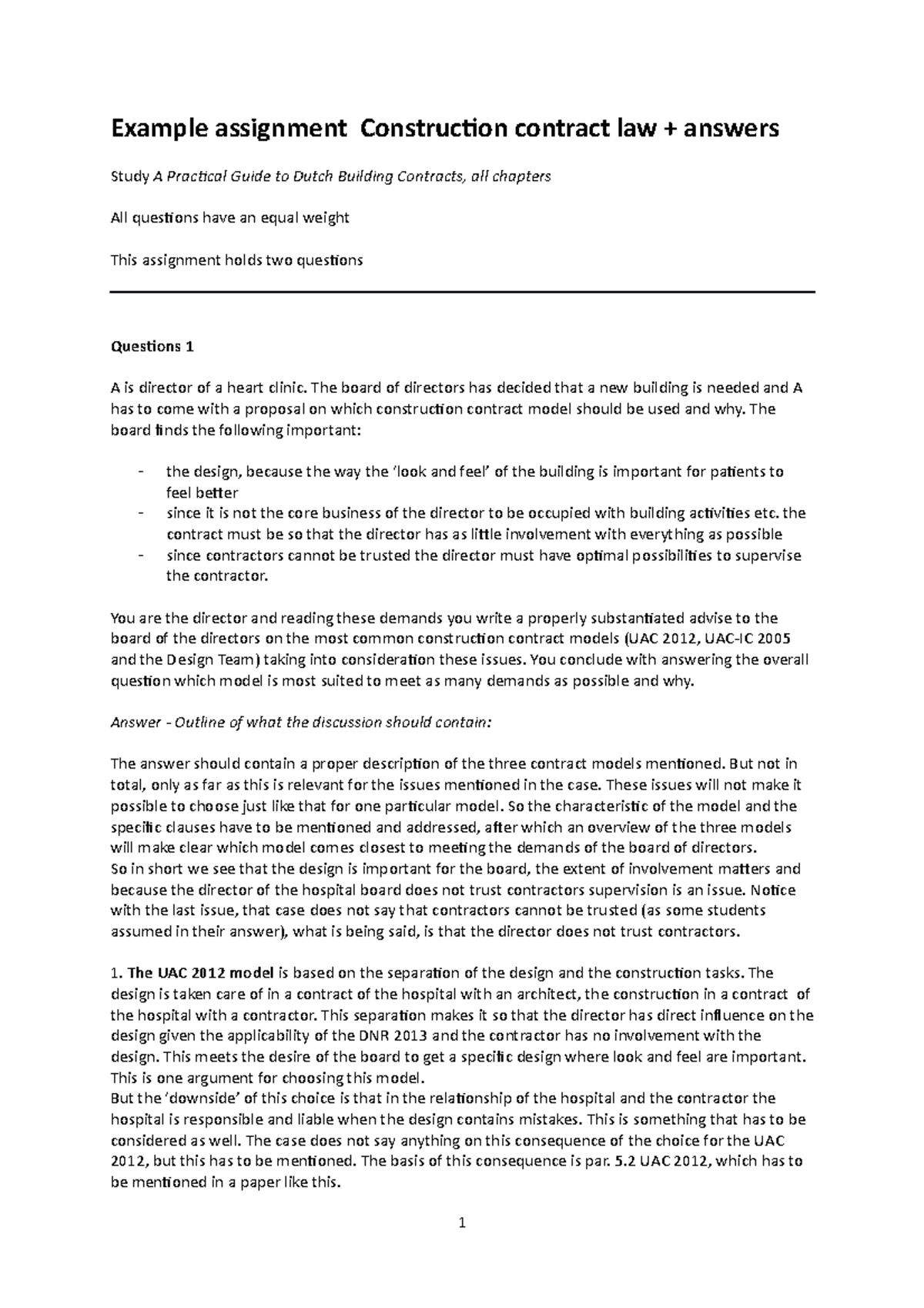 Construction Contract Law Assignment + Answers: A Practical Guide ...