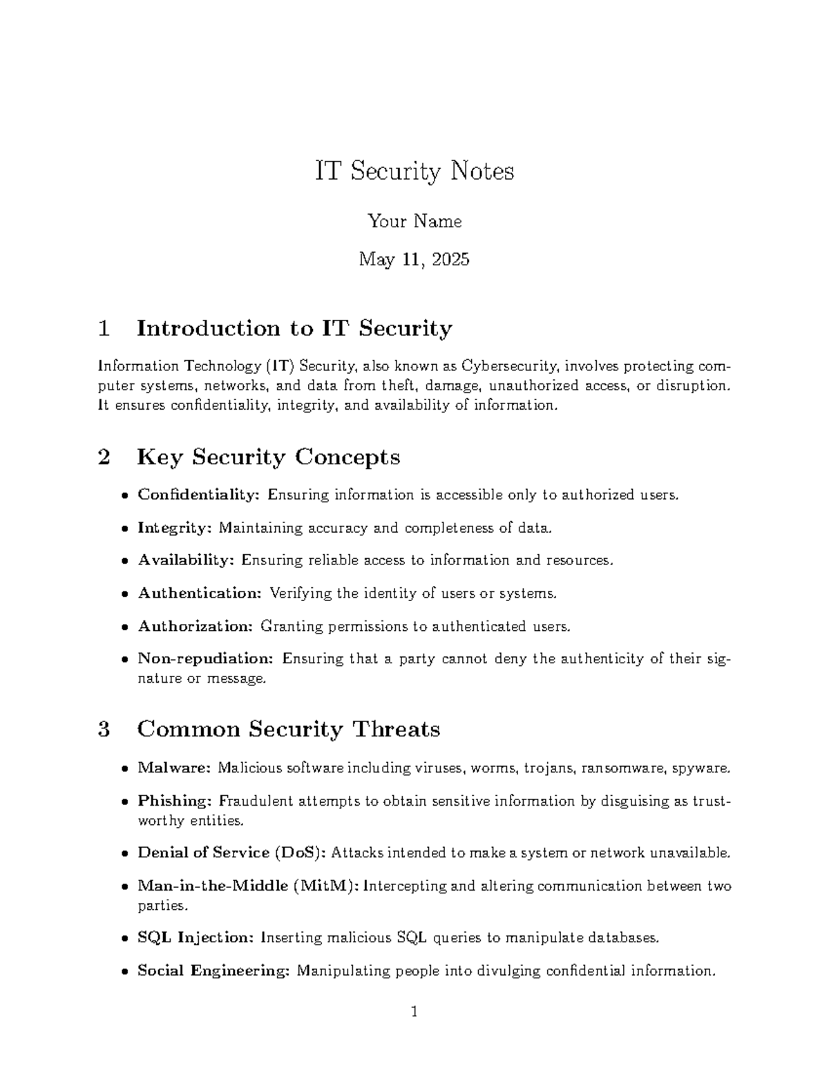 IT Security Notes: Key Concepts and Threats Overview - Studocu