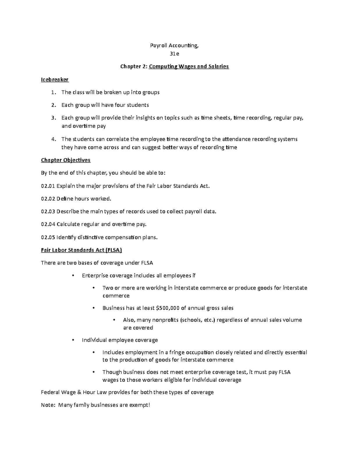 Chapter 2: Wage & Salary Computation in Payroll Accounting (31e) - Studocu