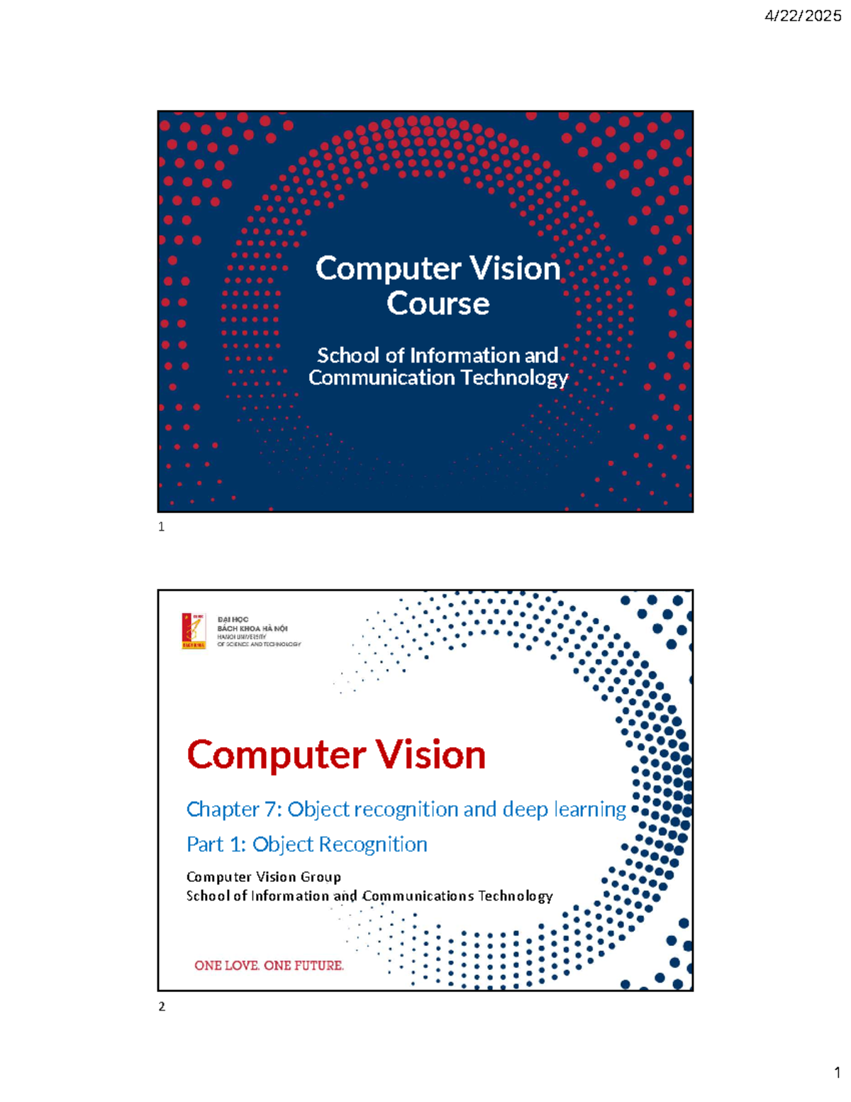 Computer Vision (ICT) Chapter 7: Object Recognition & Deep Learning ...